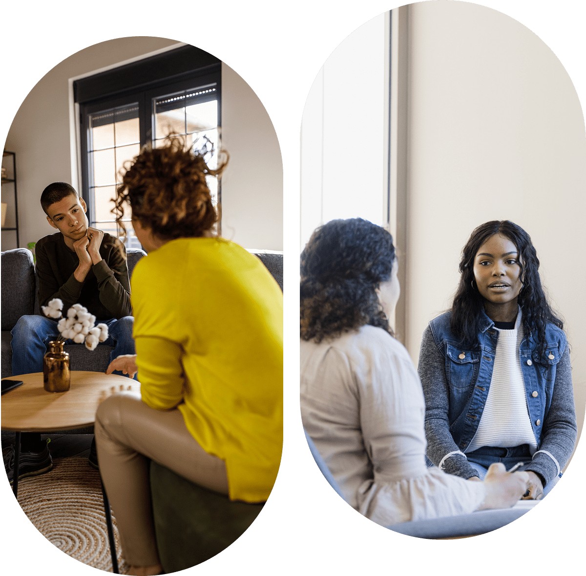 People engaged in serious conversation