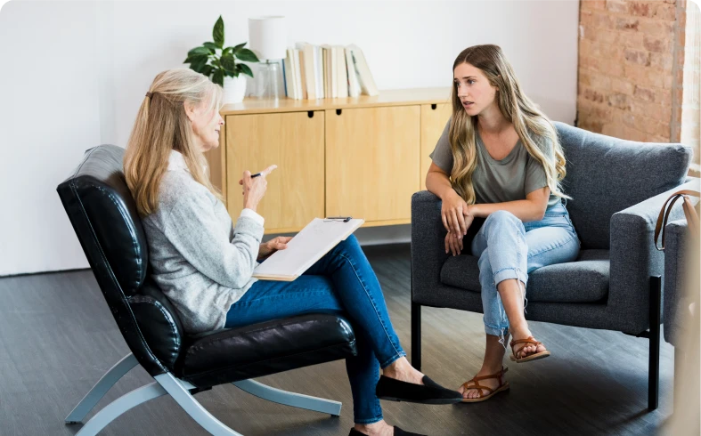 Counseling session with therapist and client