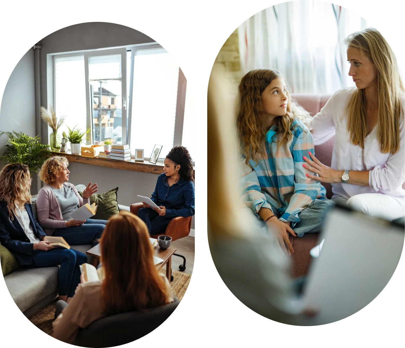 Group therapy session with women