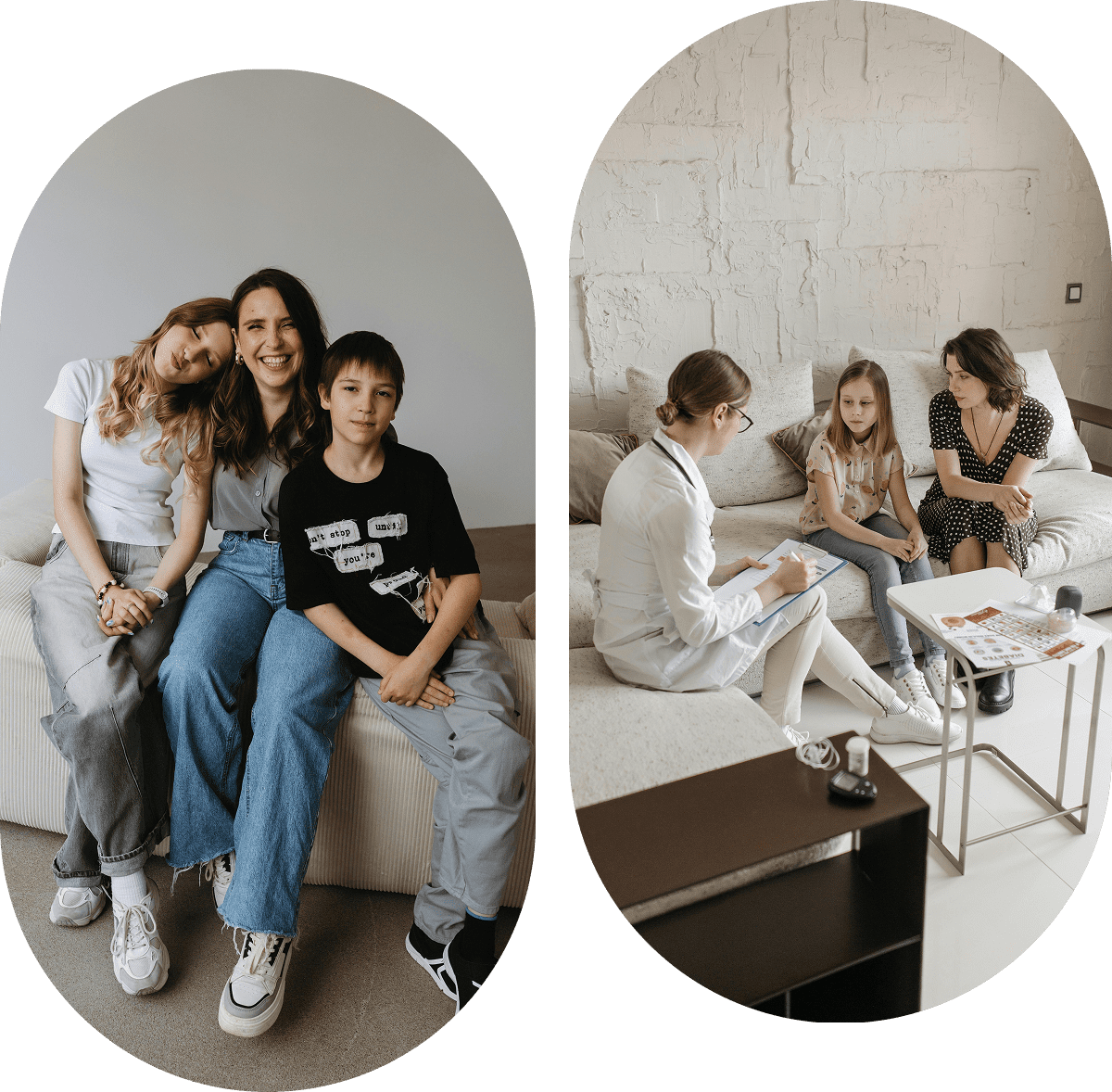 Therapy session with family and therapist